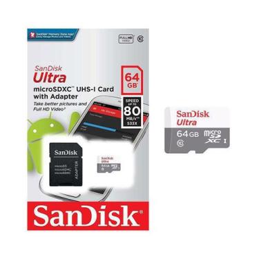 Imagem de Cartão Micro Sdxc 64Gb Ultra Sd Classe 10 80Mb/S Sandisk