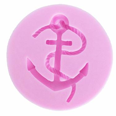 Imagem de Âncora com corda de silicone molde de bolo decoração de cupcake, Sugarcraft Icing, chocolate, fondant, manteiga, resina, cabochão argila de polímero, pasta de goma, cera, sabonete 6,1x6,1x0,8 cm