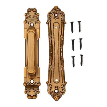 Imagem de Puxadores de porta de celeiro deslizantes rústicas grandes para portões, garagens, galpões de móveis, alça de bronze de liga de alumínio de , design de dois lados