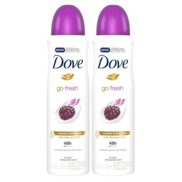 Imagem de Kit 2 Desodorante Antitranspirante Aerosol Dove Go Fresh Amora e Flor de Lótus 150ml