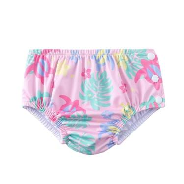 Imagem de Acqua di Mare Biquini com Fralda de Piscina Reutilizável Bebê Menina 6 a 24 meses (Rosa Tartarugas, 18 meses)