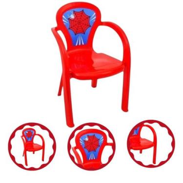 Imagem de Cadeira Infantil Vermelha Para Menino Decorada Teia Usual - Usual Util