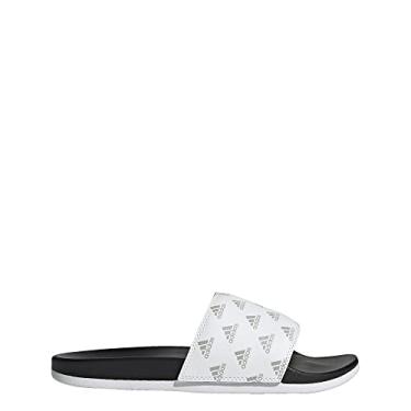 Imagem de adidas Sandália Adilette Comfort Slide unissex para adultos, Branco/Cinza/Branco, 15 Women/14 Men