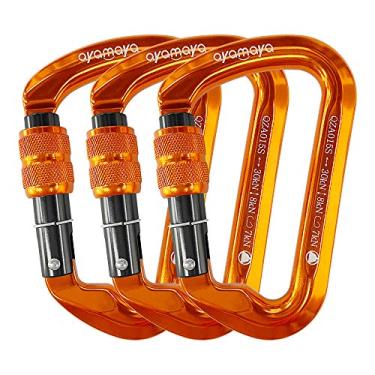 Imagem de Mosquetão para escalada em forma de D de mosquetão com trava de alumínio 30kn / 3000kg da ayamaya, ferramentas esportivas para uso ao ar livre, mãe, pai, namorado, homens e mulheres, Laranja