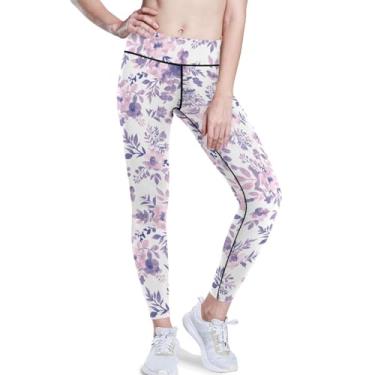 Imagem de KLL Leggings de ioga industriais florais para mulheres levantamento de bumbum roupas de ginástica leggings com controle de barriga para mulheres cintura alta, Floral Industrial, GG