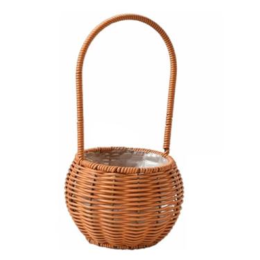 Imagem de Yoetaun Cesta de colheita tecida à mão cesta leve cesta de flores de vime com alça para...