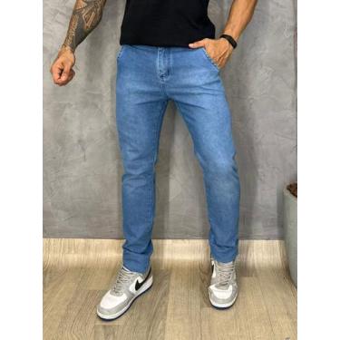 Imagem de Calça Esporte Fino Masculina Jeans Social Modelo Slim Bolso Embutido -