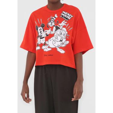 Imagem de Camiseta Cropped Colcci Disney Mickey Mouse & Friends Laranja