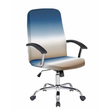 Imagem de Savannan Capa para cadeira de escritório, cáqui azul gradiente, ajuste elástico, capa para cadeira de computador, capa removível para cadeira de escritório, 1 peça, grande