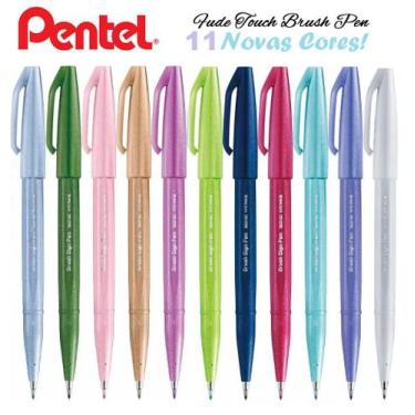 Imagem de Kit Caneta Pentel Brush Sign Pen C/ 11 Cores (Novas Cores)