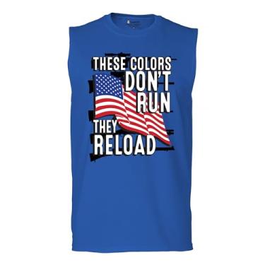 Imagem de Camiseta masculina These Colors Don't Run They Reload Muscle 2nd Amendment 2A Don't Tread on Me Second Right American Flag, Azul, G