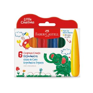 Imagem de Giz de Cera Little Creatives, Faber-Castell, Foguete, Grosso, Infantil, Pré-escola, 6 Cores