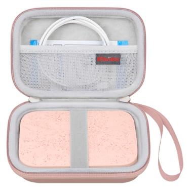 Imagem de Elonbo Estojo de transporte para impressora fotográfica portátil HP Sprocket 2x3, impressora HP Sprocket 2x3, 2ª edição, bolsa de armazenamento de viagem, capa protetora, bolso de malha para papel fotográfico, cabo, ouro rosa