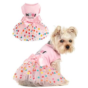 Imagem de Vestido para cães pequenos verão roupas para filhotes de cachorro roupa roupa feminina fofa princesa gato saia tutu vestidos rosa roupas yorkie roupas roupas de gato