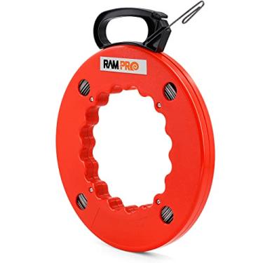 Imagem de Extrator de fio de fita de peixe 61 m - Ferramenta extrator de cabos fácil de usar com ponta de laço duplo - Ferramentas de pesca de arame flexível para paredes e conduítes elétricos - Caixa durável