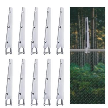 Imagem de GRELWT Pacote com 10 braços de arame farpado de 39,9 cm para cerca de elos de corrente de 3,8 cm, design de suporte em U, extensor de altura de cerca de aço galvanizado para jardim ao ar livre, prata