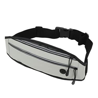 Imagem de Bolsa de cintura, suporte de telefone de poliuretano, pochete refletiva, multifuncional, cinto de corrida, bolsa de cintura feminina e masculina para esportes ao ar livre, Cinza claro