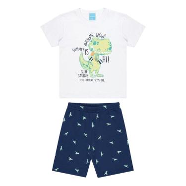 Imagem de Conjunto Infantil Camiseta e Bermuda Dinossauro Kamylus - AMARELO- 3-Masculino