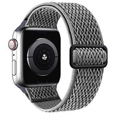 Imagem de SAMYERLEN Pulseira elástica para Apple Watch de 38 mm, 40 mm, 41 mm, 42 mm, 44 mm, 45 mm, 49 mm, para homens e mulheres e crianças, ajustável para séries 8, 7, 6, 5, 4, 3, 2 1 e SE, ultra (cinza)