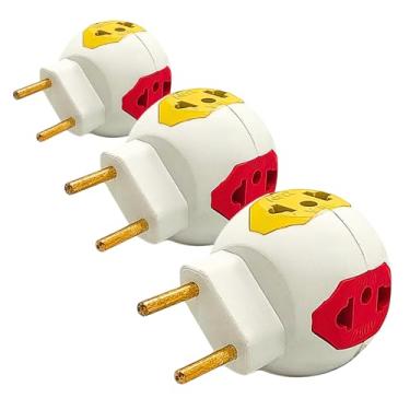 Imagem de Kit 03 Adaptadores De Tomada Benjamim Power Ball Circulo Com 4 Entradas Multiplicador de Tomadas 10A 20A - Complete Store®