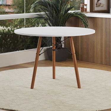 Imagem de Mesa Eames Eiffel Tampo Redondo Isabella Mdp 80cm 3 Pés em Madeira Branco - Casa Prime