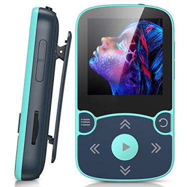 Imagem de MP3 Player de 32 GB com clipe, som AGPTEK Bluetooth 5.0 sem perdas com rádio FM, gravador de voz para corrida esportiva, suporta cartão TF de até 128 GB, azul