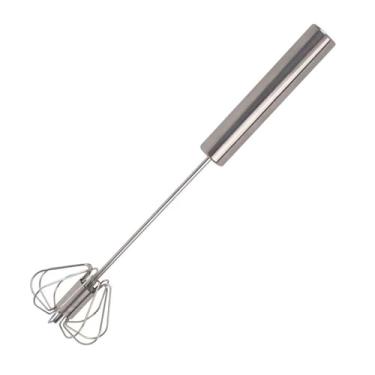 Imagem de Batedores de mão de aço inoxidável, liquidificador de batedor para casa, batedor de ovo semiautomático Batedor de ovo giratório de impulso manual para misturar creme de espuma de