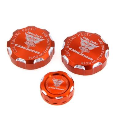 Imagem de Riderjacky CNC 6061 alumínio motocicleta dianteira e embreagem freio e freio traseiro cilindro tampa do reservatório de fluido para HONDA CB1000R CB 1000R 2009-2016 CB1000 R (laranja)
