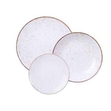 Imagem de Jogo De Pratos Tramontina Rústico Marrom Em Porcelana Decorada 12 Peças