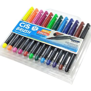 Imagem de Marcador CiS Brush Ponta Pincel Aquarelável - 12 Cores