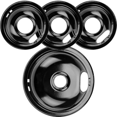 Imagem de Cenipar W10290350 & W10290353 Queimador de Fogão Bacia de Porcelana Chapeada para Fogão Elétrico e Queimador de Superfície Compatível com Whirlpool Frigi-Daire Incluem 1 x 20 cm + 3 x 15 cm Bacias de Gotejamento