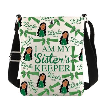 Imagem de CENWA Links Bolsa tiracolo de presente de amizade e serviço I Am My Sister's Keeper Sisterhood Bolsa de mão de boas-vindas, Keeper Links Cb