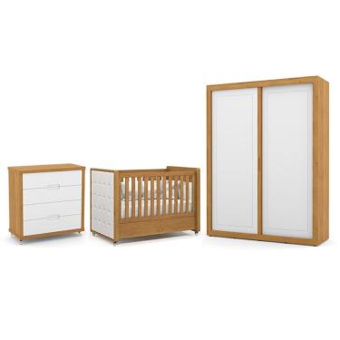 Imagem de Dormitório Tutto New 2 Portas, Cômoda 4 Gavetas e Berço com Capitonê - Matic Móveis