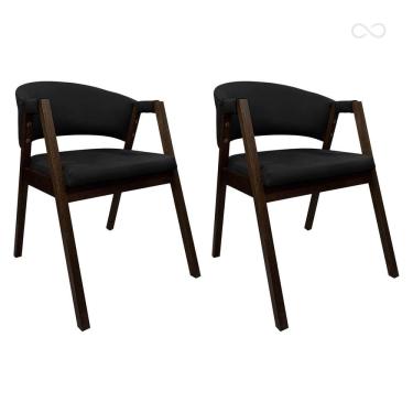 Imagem de Kit 2 Cadeiras de Jantar Ravena em Madeira Capuccino Estofada com Braço CCS