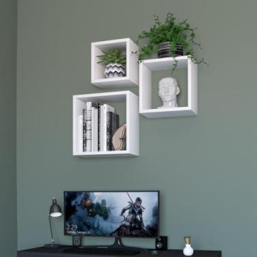 Imagem de Kit 3 Nichos Quadrados Decoração Estilo Sala Quarto Hall de Entrada MD