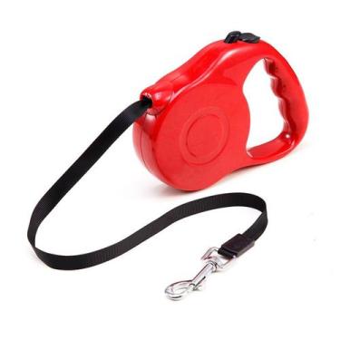 Imagem de Guia Retrátil Puxador Resistente Seguro 20kg 5 Metros - Vermelha - BEL
