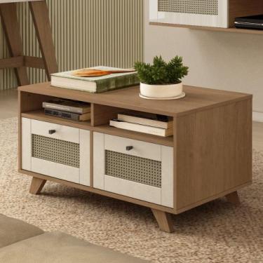 Imagem de Mesa de Centro 2 Gavetas Trama Artely, Cinamomo/Off White