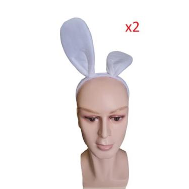 Imagem de Fantasia Arco Tiara Orelha De Coelho Pelúcia Branco Flexível - Lynx pr