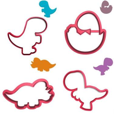 Imagem de Kit 4 Cortadores Dino Trex Baby Pezinho Triceratops - DOCE IMPRESSO, 4