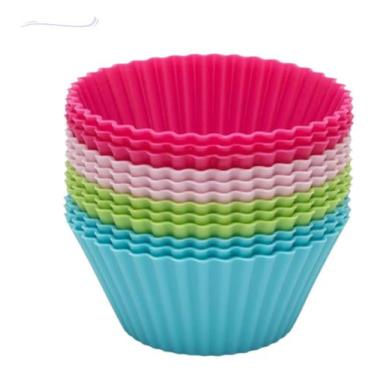 Imagem de Kit 12 Formas Silicone Muffin Mini Cupcake Anti Aderente - Mimo Style,