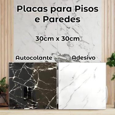 Imagem de Kit 10 Placas Autocolante Piso Mámore Várias Cores 30x30cm - Lopes Dec