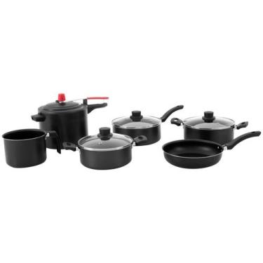 Imagem de Jogo de Panelas Eirilar Antiaderente de Alumínio - Preto 6 Peças 1595,