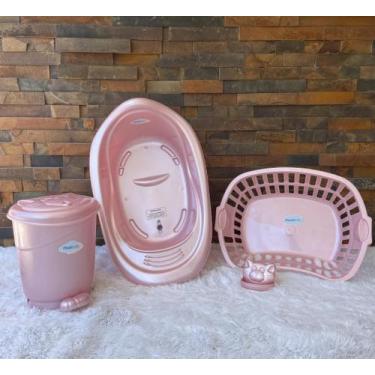 Imagem de Banheira bebê 22 L  Cesto roupa e Lixeira Quarto Saboneteira infantil 