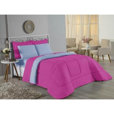Imagem de Edredom Solteiro Malha 100% Algodão - Davy Enxovais, PINK/AZUL BEBE