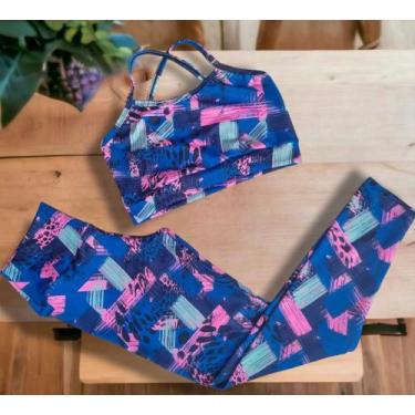 Imagem de Conjunto feminino academia calça e top cruzado - Dbytex, Azul, Rosa, G