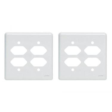 Imagem de Kit C/2 - Placa Perlex Branca 4X4 (4 Tomadas) 23Pl22T 23P..., Branco
