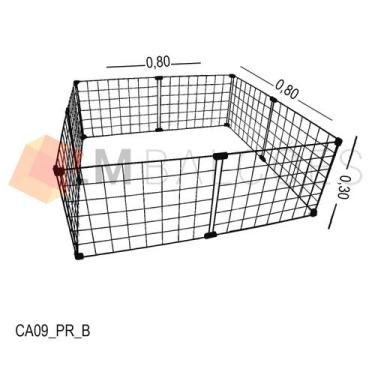Imagem de Cercadinho Aramado Preto Para Pet - 0,80 X 0,30 X 0,80m - LM Balcoes