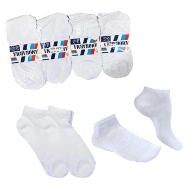 Imagem de Kit 10 Par Meia Cano Curto Unissex Branca Inverno Soquete Esporte Trab