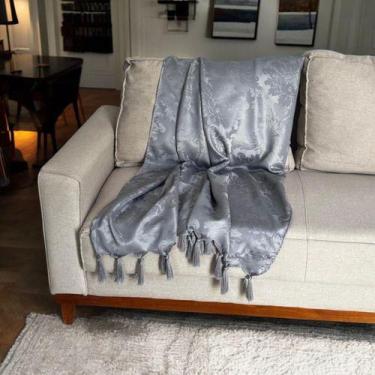 Imagem de Manta Xale Para Sofá 2,30 X 1,40 Tecido Jacquard com Franja  Decorame,