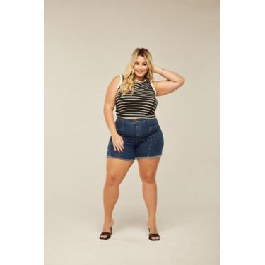 Imagem de Short Bermuda Feminina Cintura Alta Plus Size Modeladora Confortável T